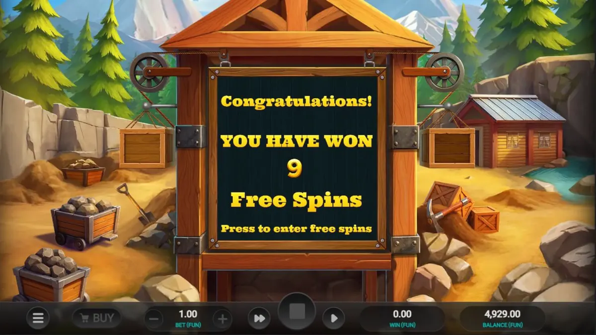 Antarmuka seluler slot Digger's Dough dengan grafik tambang yang cerah