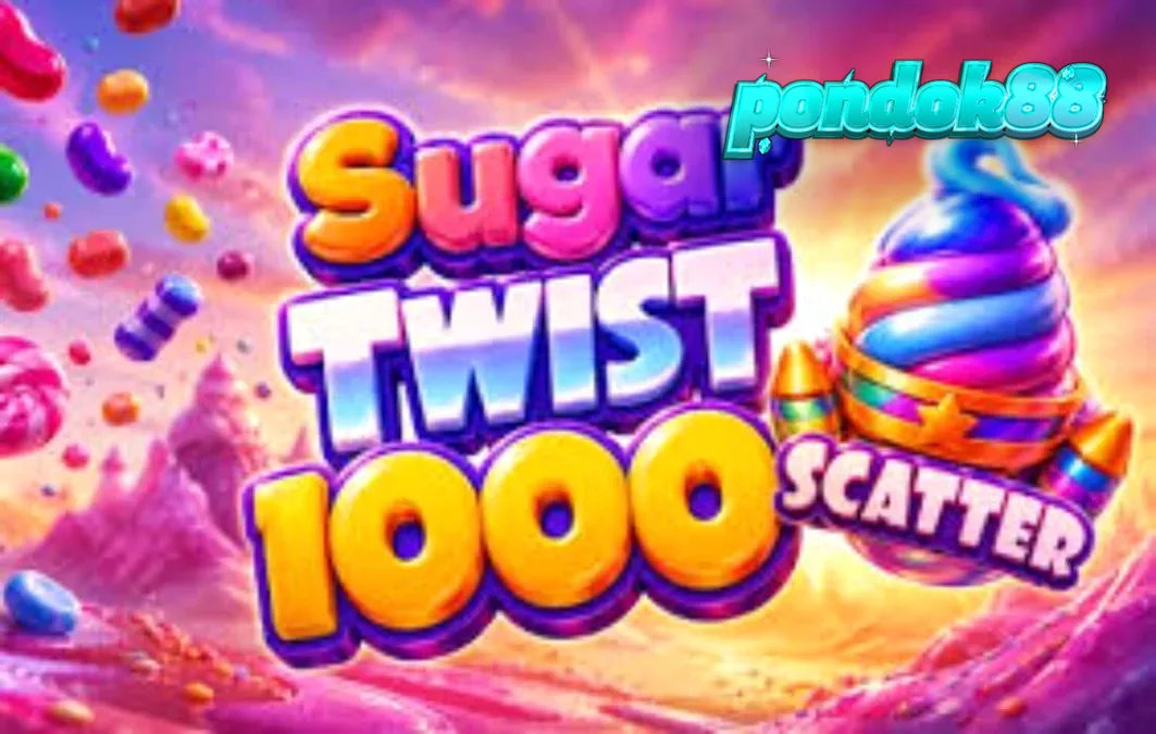 Tampilan visual grid 7x7 Sugar Twist 1000 dengan simbol permen yang cerah